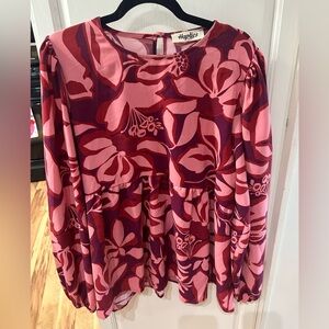 Haptics Elegant Floral Blouse - Pink and Red